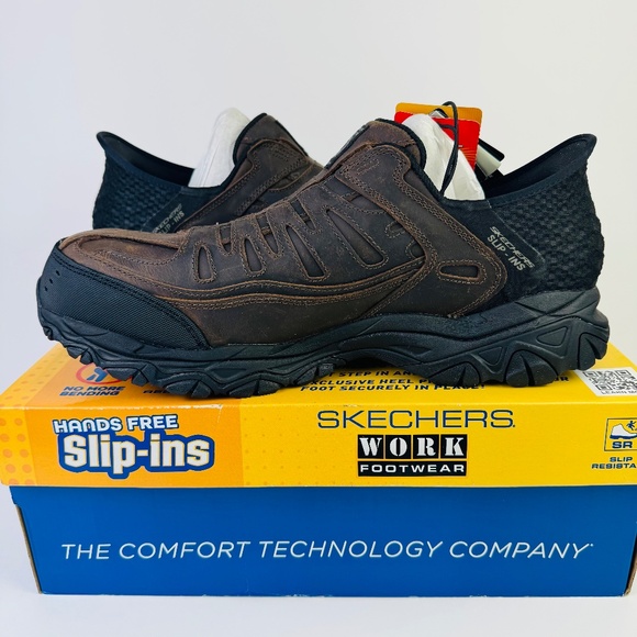 Skechers Slip-ins Holdredge Ryker Composite Toe Dark Brown Work Shoes Mens Sz 14 - Picture 10 of 11